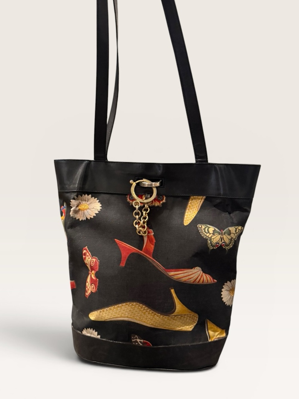 Salvatore Ferragamo Tote with Multicolor Shoe & Butterfly Print - Picture 1 of 14